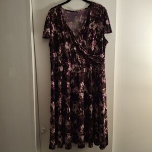 Covington Women's Casual Purple, Pink, And Green Front Wrap Midi Dress